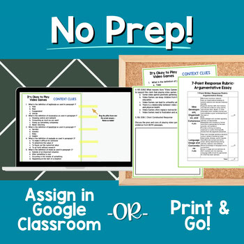 Argumentative Paired Text Passages DIFFERENTIATED BUNDLE: Video Games - Image 4