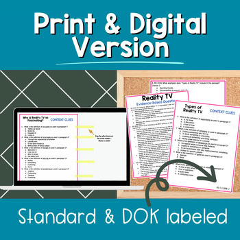 Informational Paired Text Passages DIFFERENTIATED BUNDLE: Reality TV - Image 3