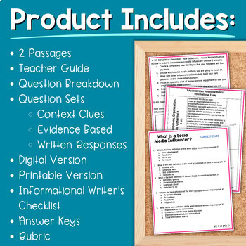 Paired Passages Activity: Informational Writing 6th & 7th Grade Influencers - Image 2