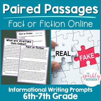 Paired Passages Activity: Informational Writing 6th & 7th Grade Fact or Fiction