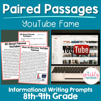 Paired Passages Activity: Informational Writing 8th & 9th Grade YouTube Fame