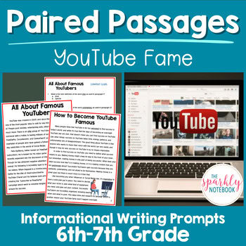 Paired Passages Activity: Informational Writing 6th & 7th Grade YouTube Fame
