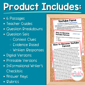 Informational Paired Text Passages DIFFERENTIATED BUNDLE: YouTube Famous - Image 2