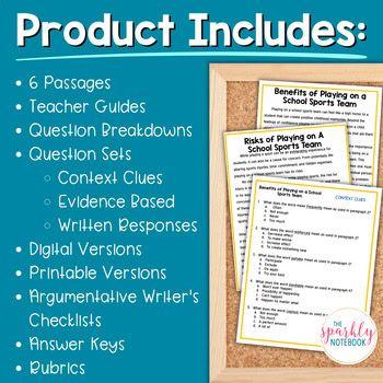 Argumentative Paired Text Passages DIFFERENTIATED BUNDLE: Playing School Sports - Image 2