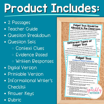 Paired Passages Activity: Informational Writing 6th & 7th Grade Fidget Toys - Image 2