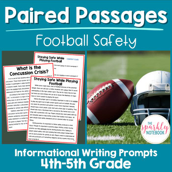 Informational Writing Paired Passages Activities 4th & 5th Grade Football Safety