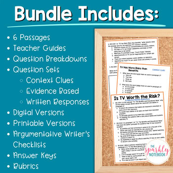 Argumentative Paired Text Passages DIFFERENTIATED Writing BUNDLE: TV Risk - Image 2