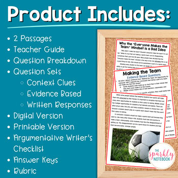 Paired Passages Argumentative Writing Prompts 8th & 9th Grade Making the Team - Image 2