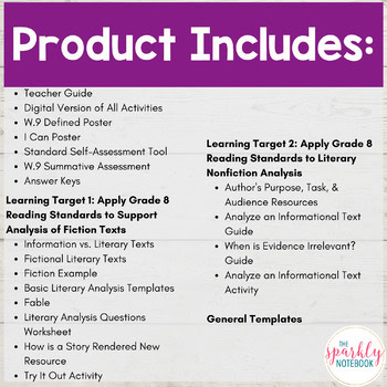 8.W.9 Literary Analysis Writing Lessons for 8th Grade CCSS aligned - Image 2