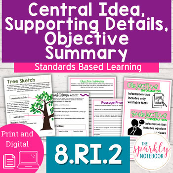 8.RI.2 Central Idea Supporting Details & Objective Summary - 8th Grade
