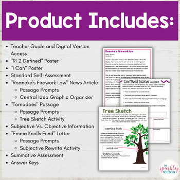 8.RI.2 Central Idea Supporting Details & Objective Summary - 8th Grade - Image 2