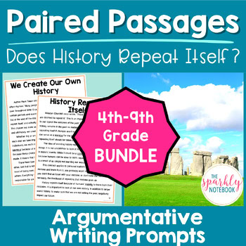Argumentative Paired Text Passages DIFFERENTIATED Writing BUNDLE: History