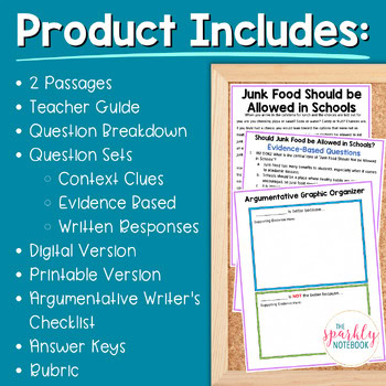 Paired Passages Argumentative Writing Prompts 4th & 5th Grade Junk Food - Image 2