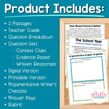 Paired Passages Argumentative Writing Prompts 8th & 9th Grade School Year - Image 2
