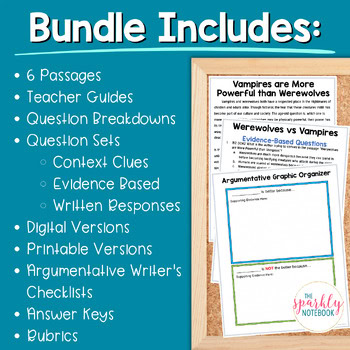 Argumentative Paired Text Passages DIFFERENTIATED Writing BUNDLE: Vampires - Image 2
