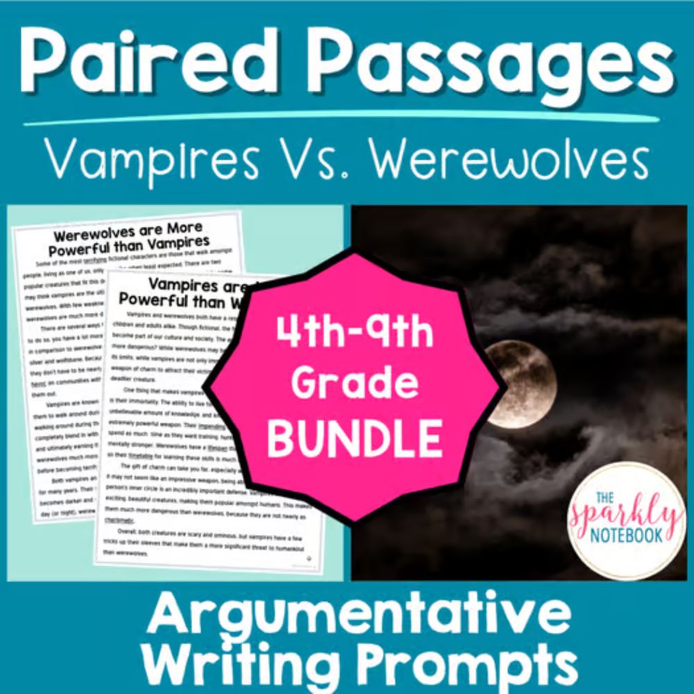 Paired Passage: Vampires vs. Werewolves (4th-9th grade BUNDLE)