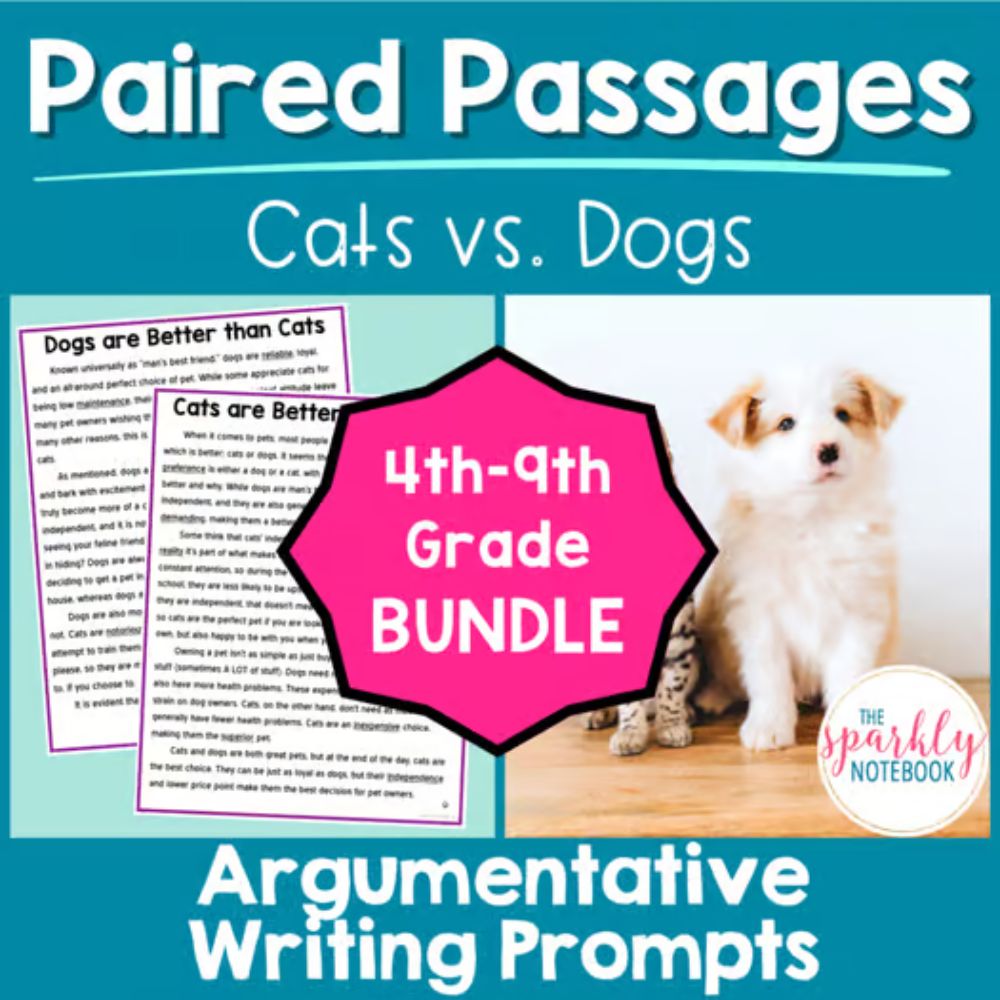 Paired Passage: Cats vs Dogs (4th-9th grade BUNDLE)