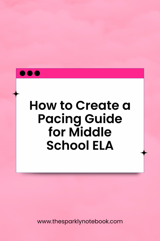 Pin image of an Instagram frame that reads, "How to Create a Pacing Guide for Middle School ELA."