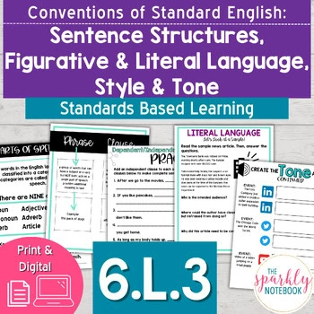 6.L.3: 6th Grade Grammar - Sentence Structures, Express Ideas & Maintain Tone