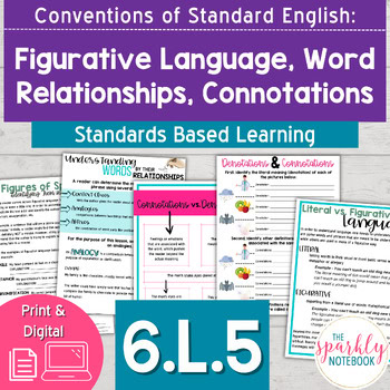 6.L.5: 6th Grade Grammar: Figurative Language, Connotations, Word Relationships