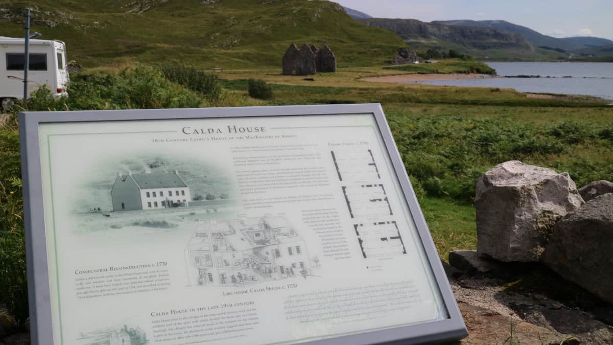 Information board on Calda House.