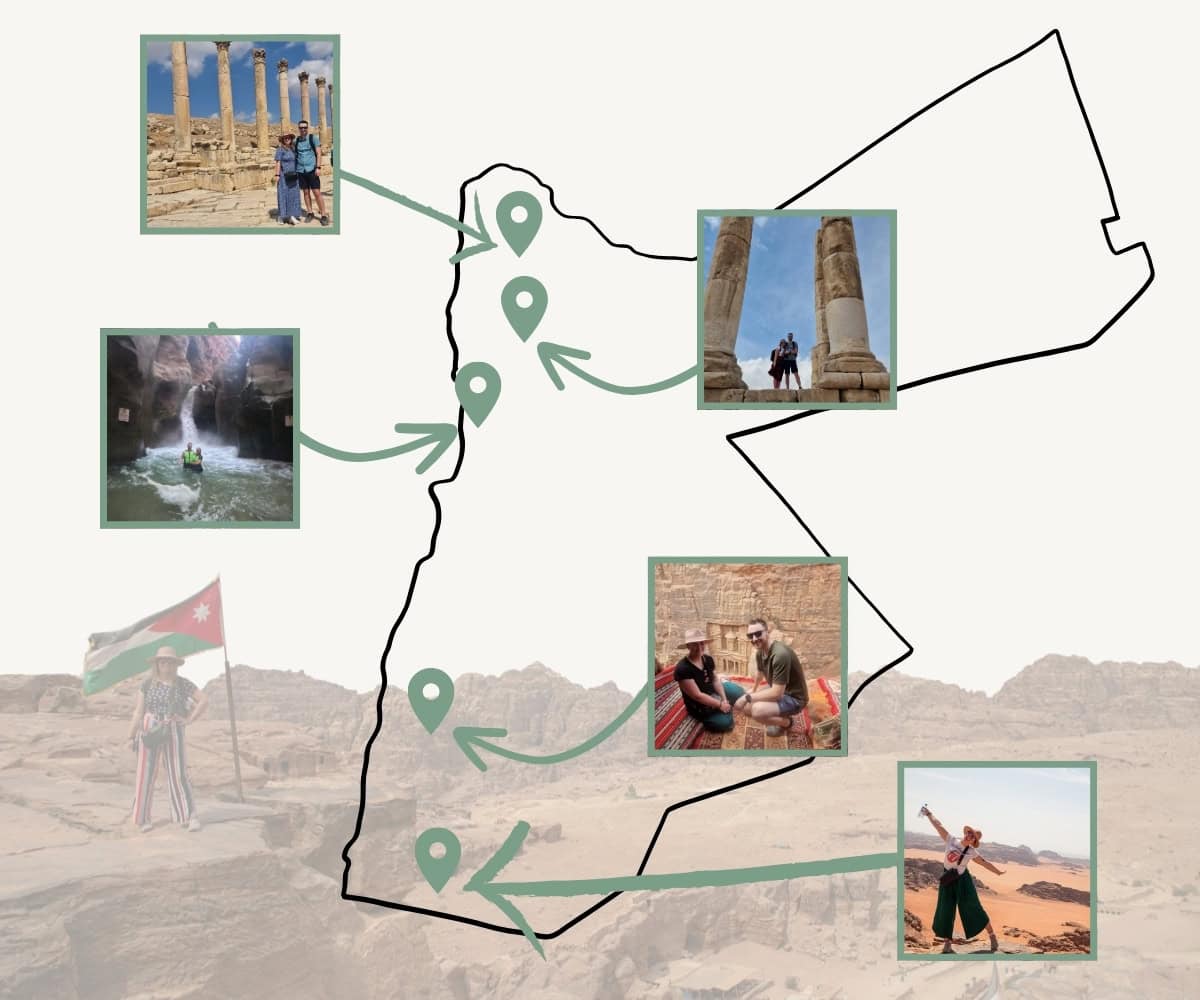 Ancient ruins and scenic desert landscapes in Jordan, perfect for travel adventure and cultural exploration.