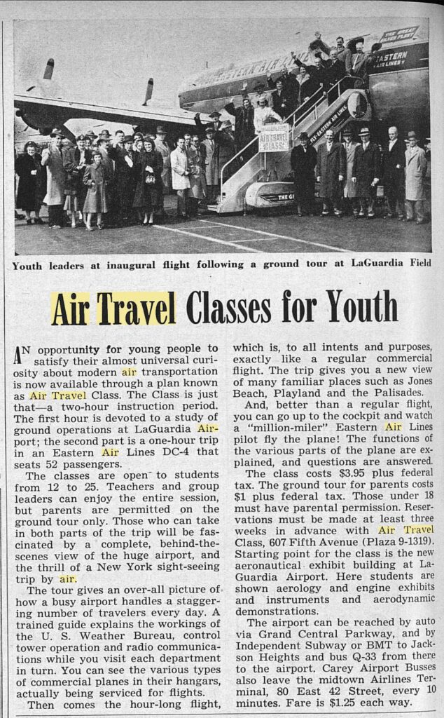 Article for Parents magazine about classes showing how to fly on a plane