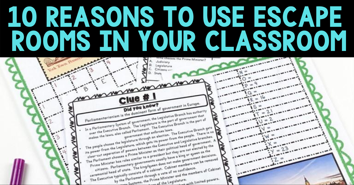 reasons to use escape rooms in the classroom blog pic