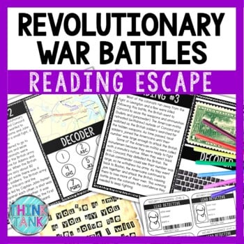 Revolutionary War Battles Reading Comprehension and Puzzle Escape Room
