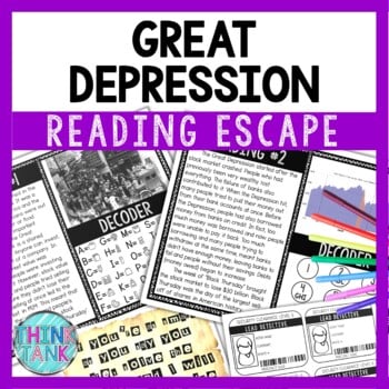 Great Depression Reading Comprehension and Puzzle Escape Room