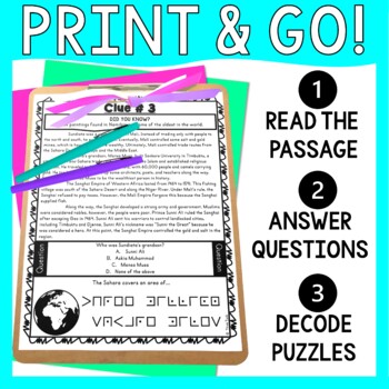 Ancient Africa ESCAPE ROOM Activity - Puzzles and Reading Comprehension - Image 2