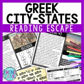 Greek City States Reading Comprehension and Puzzle Escape Room - Ancient Greece