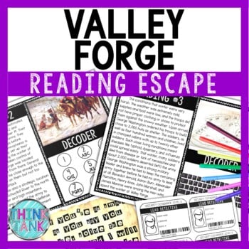 Valley Forge Reading Comprehension and Puzzle Escape Room - Revolutionary War