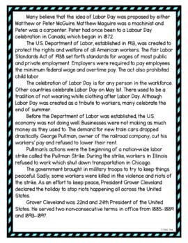 Labor Day DIGITAL Reading Passage & Questions Self Grading - Image 3