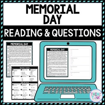Memorial Day DIGITAL Reading Passage & Questions Self Grading