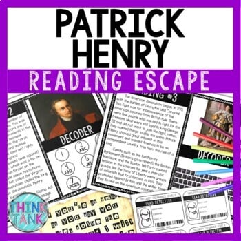 Patrick Henry Reading Comprehension and Puzzle Escape Room - American Revolution