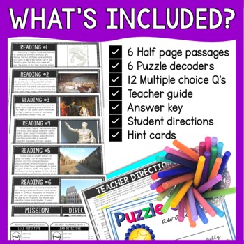 Ancient Rome Reading Comprehension and Puzzle Escape Room - Image 2