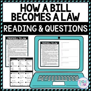 How a Bill Becomes a Law DIGITAL Reading Passage & Questions Self Grading