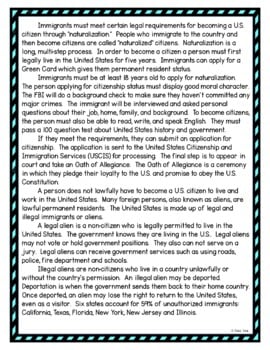 Citizenship and Naturalization DIGITAL Reading Passage & Questions Self Grading - Image 3