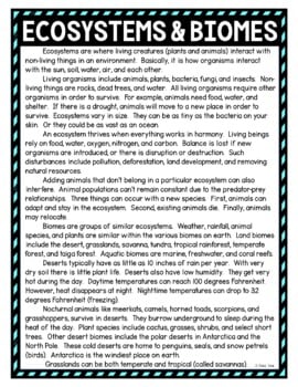 Ecosystems and Biomes DIGITAL Reading Passage & Questions Self Grading - Image 2