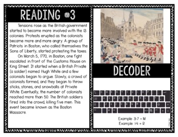 Boston Massacre Reading Comprehension and Puzzle Escape Room - Revolutionary War - Image 3