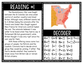 Patriots and Loyalists Reading and Puzzle Escape Room - Revolutionary War - Image 3