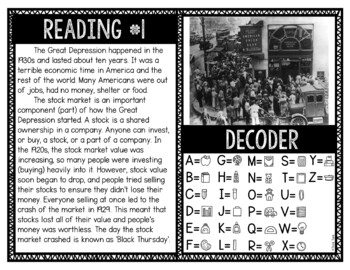 Great Depression Reading Comprehension and Puzzle Escape Room - Image 2