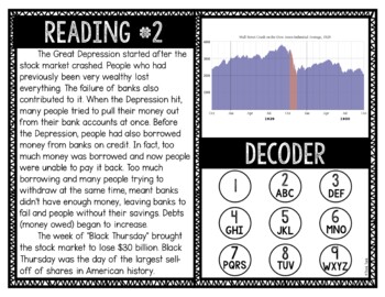 Great Depression Reading Comprehension and Puzzle Escape Room - Image 3