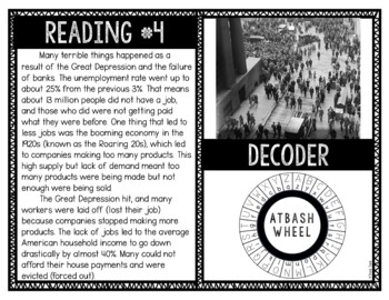 Great Depression Reading Comprehension and Puzzle Escape Room - Image 4