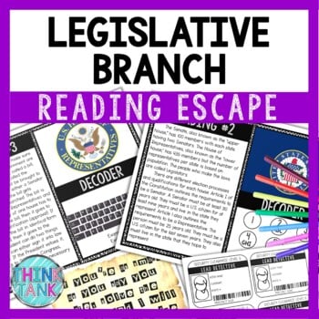 Legislative Branch Reading Comprehension and Puzzle Escape Room
