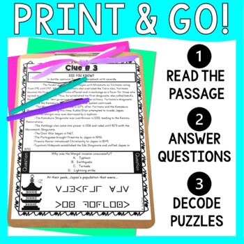 Medieval Japan ESCAPE ROOM Activity - Puzzles and Reading Comprehension - Image 2