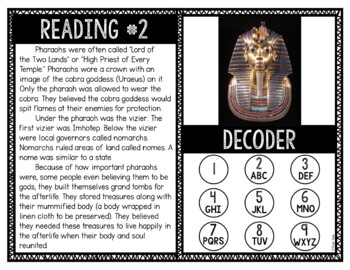 Egyptian Pharaohs - Ancient Egypt Reading Comprehension and Puzzle Escape Room - Image 2