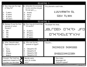 Egyptian Pharaohs - Ancient Egypt Reading Comprehension and Puzzle Escape Room - Image 3