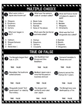 Medieval Japan DIGITAL Reading Passage & Questions Self Grading - Image 4